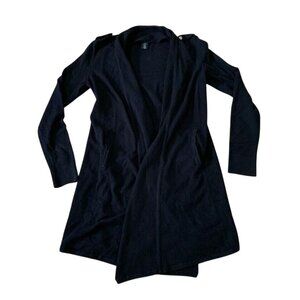 White House Black Market Duster Sweater Women’s Size XXS Black Open Front Rayon